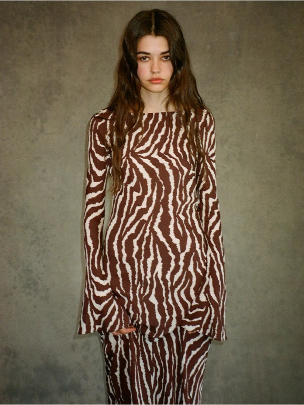 NWOT Realisation Par Gia Animal Long Sleeve Silk Dress sz XS